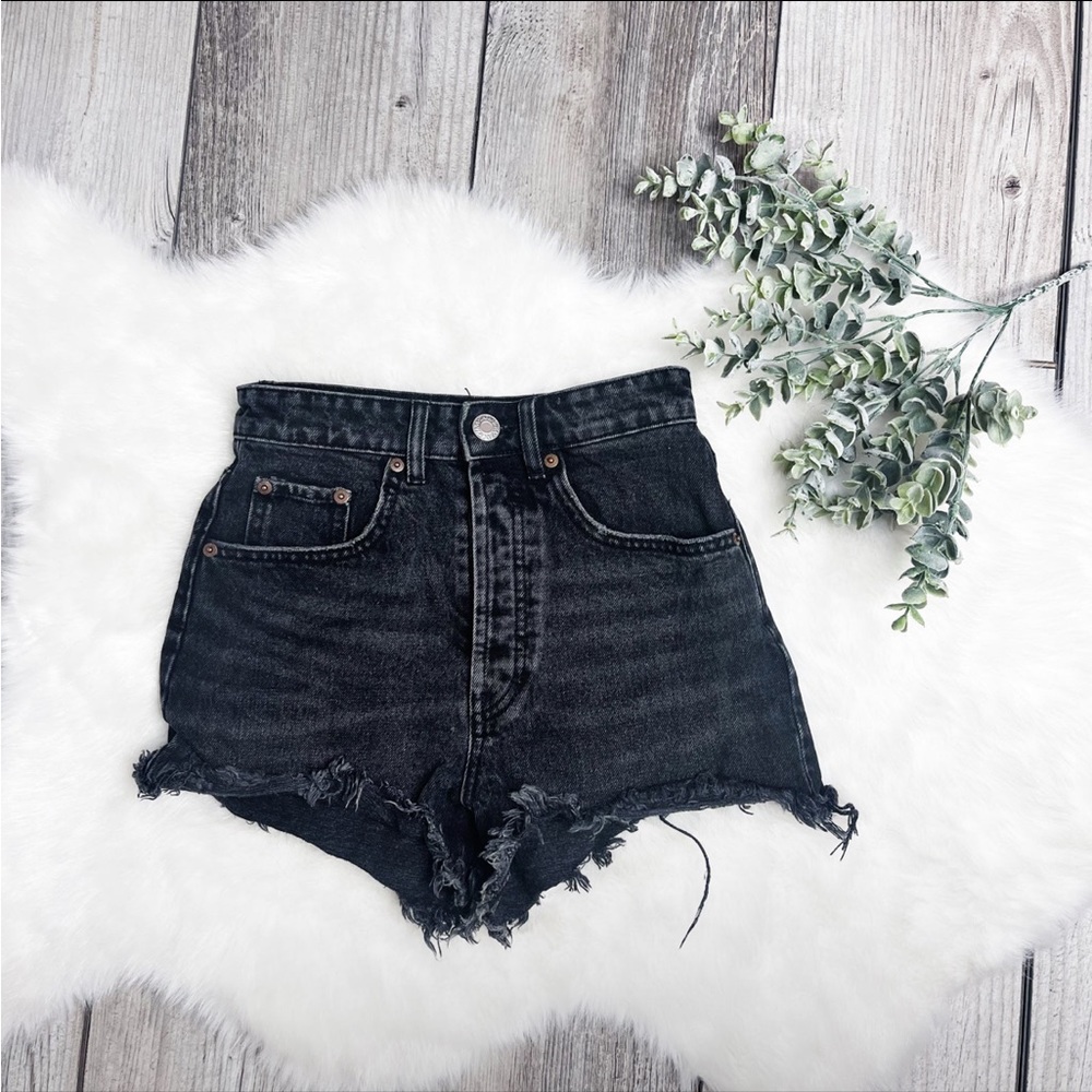 Zara Black High Waist Denim Shorts